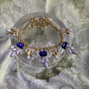 Elegant Gold and Blue Statement Necklace